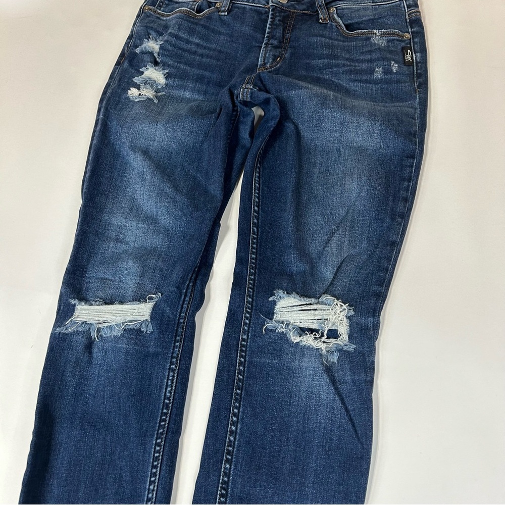 Silver Jeans Women’s Suki Skinny W29/L29 Dark Wash Distressed Blue Denim #1536 - Picture 5 of 14